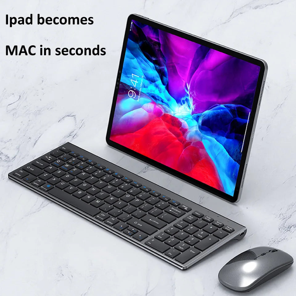 Bluetooth 5.0 2.4G Wireless Keyboard and Mouse Combo Mini Multimedia Keyboard Mouse Set for Laptop PC TV iPad Macbook Android