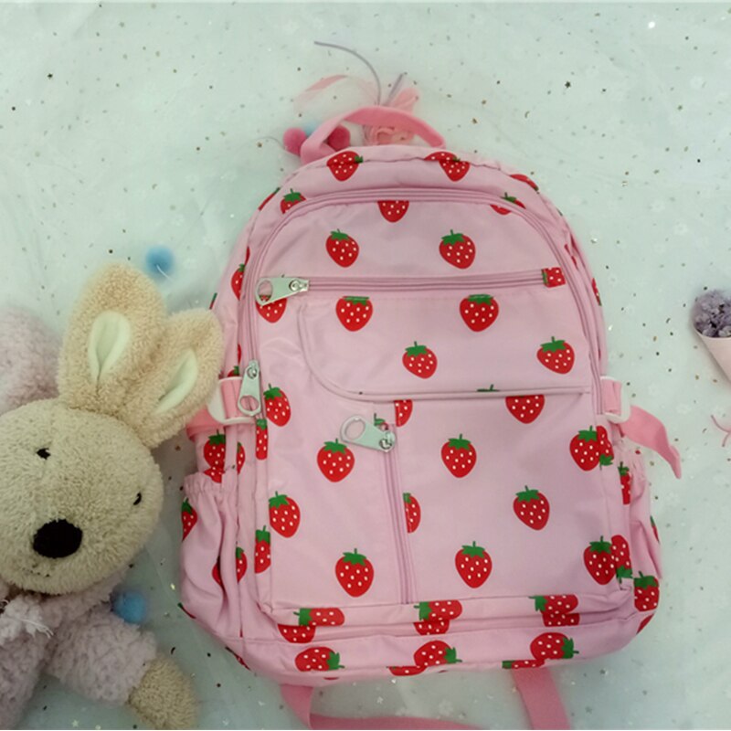 Mochila de lona Harajuku de fresas