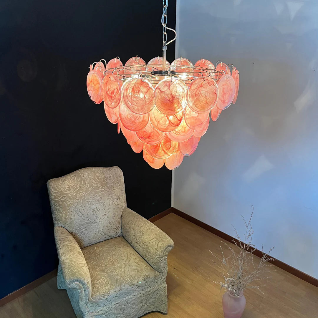 Araña de Murano con Discos Rosados