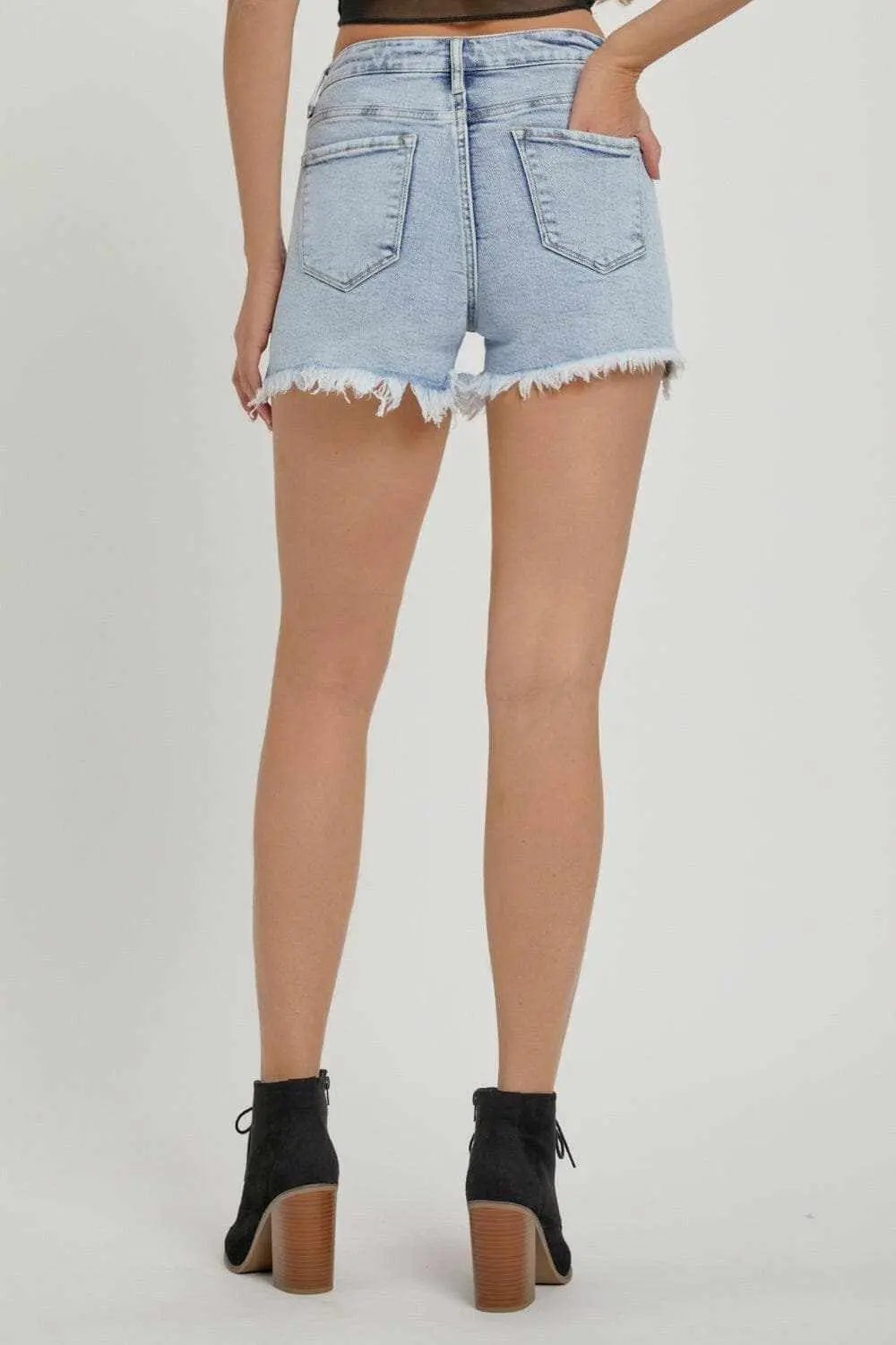 Trendsi Pantalones Cortos de Jean con Diamantes de Imitación para Mujer, Tiro Alto, de Moda de Verano - Ajuste Premium