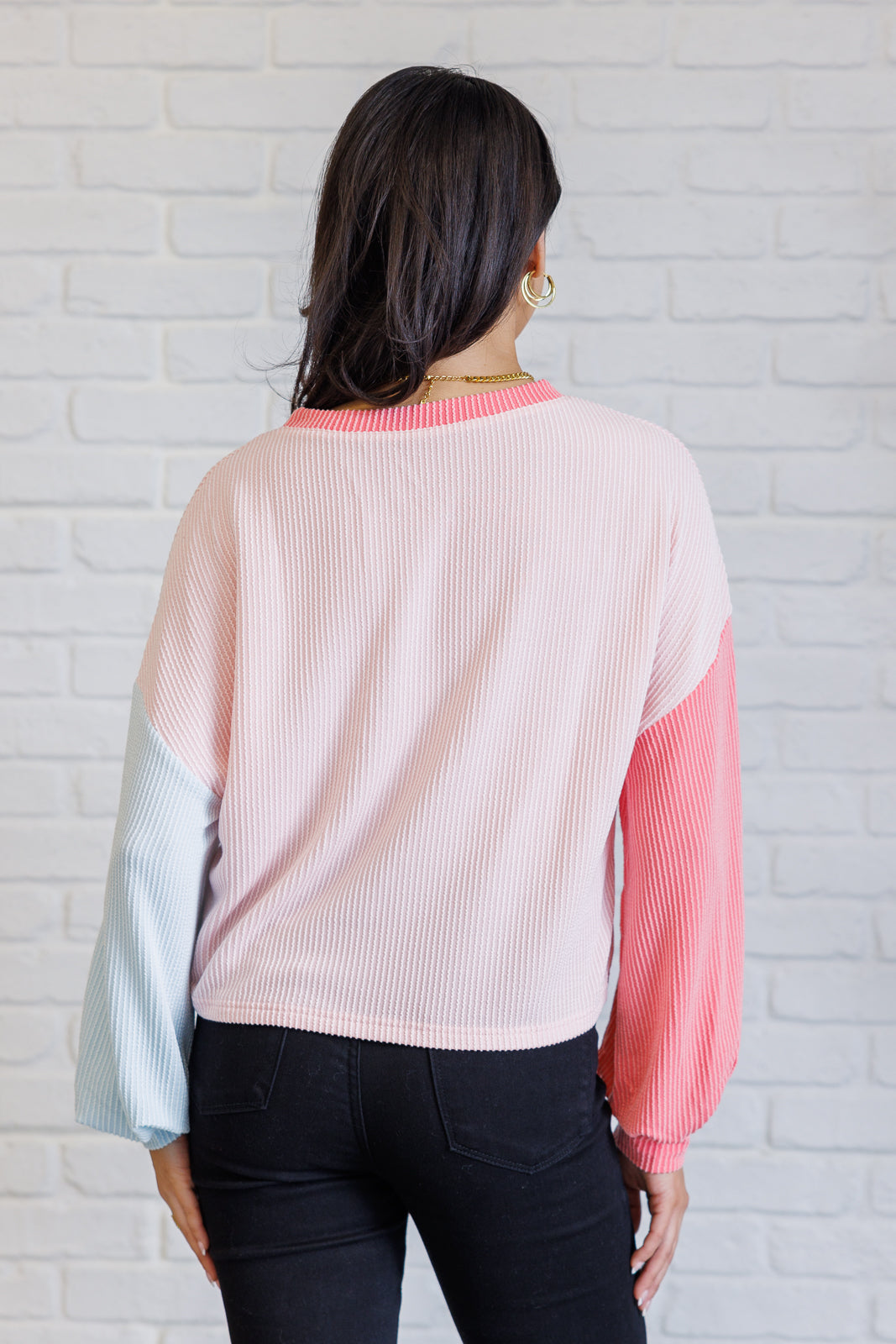 Top colorblock "Hit Me With Your Best Shot" en rosa claro
