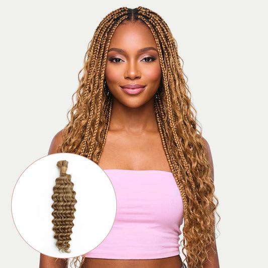 Cabello para trenzar humano 100% rubio miel, de onda profunda 27, a granel
