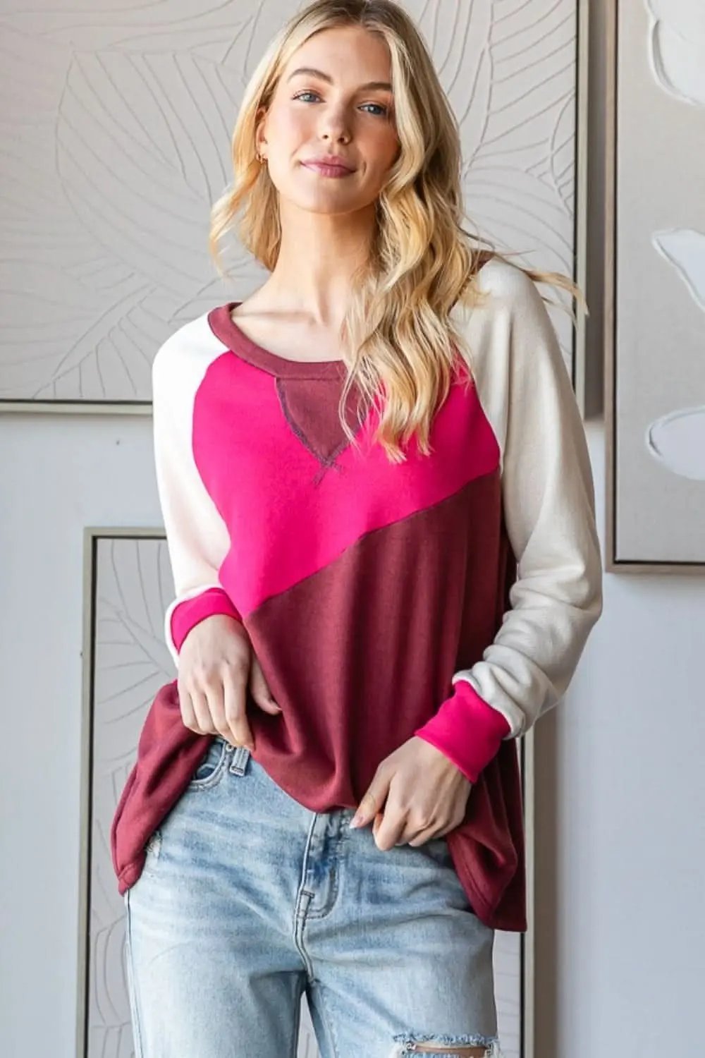 Pants Trendsi Color Block T-Shirt Women's Casual Tee TikTok Trendy Top