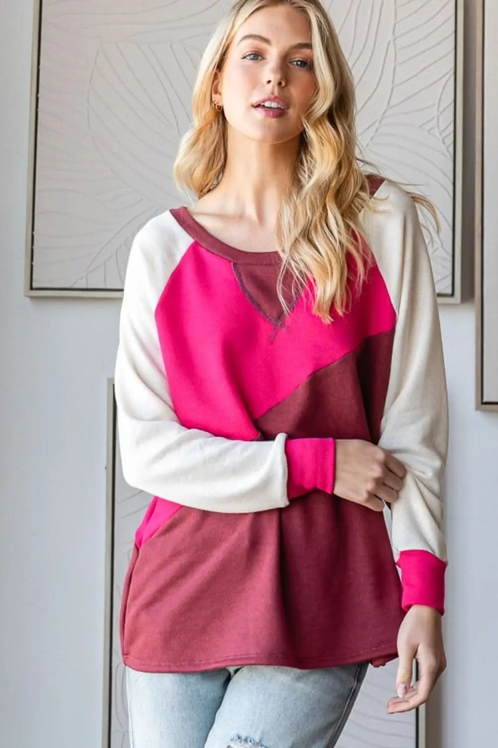 Pants Trendsi Color Block T-Shirt Women's Casual Tee TikTok Trendy Top