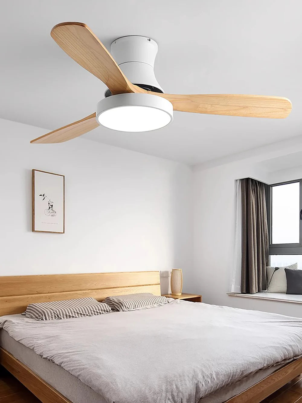 Lámpara de ventilador de techo de aspas de madera Hugger