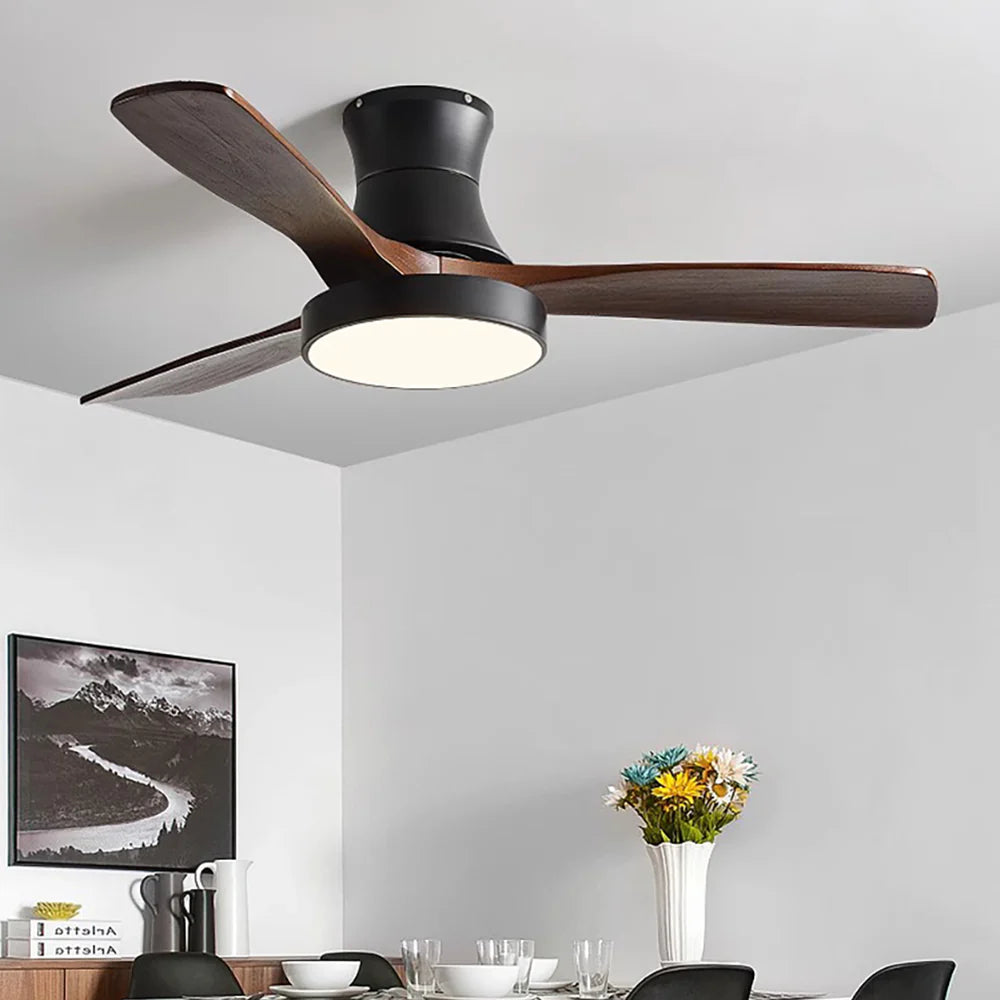 Lámpara de ventilador de techo de aspas de madera Hugger