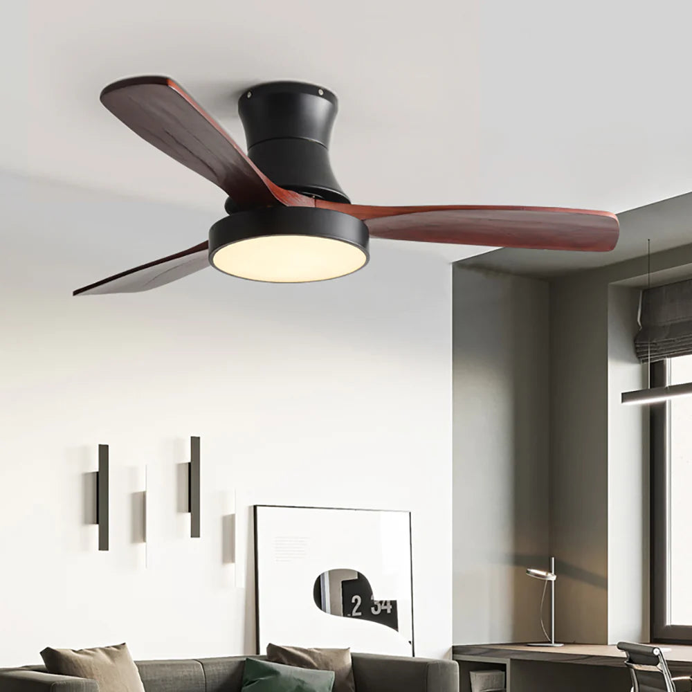 Lámpara de ventilador de techo de aspas de madera Hugger