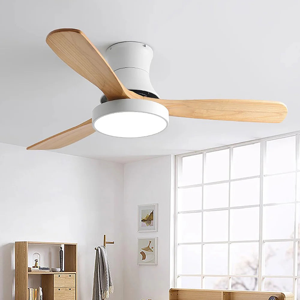 Lámpara de ventilador de techo de aspas de madera Hugger