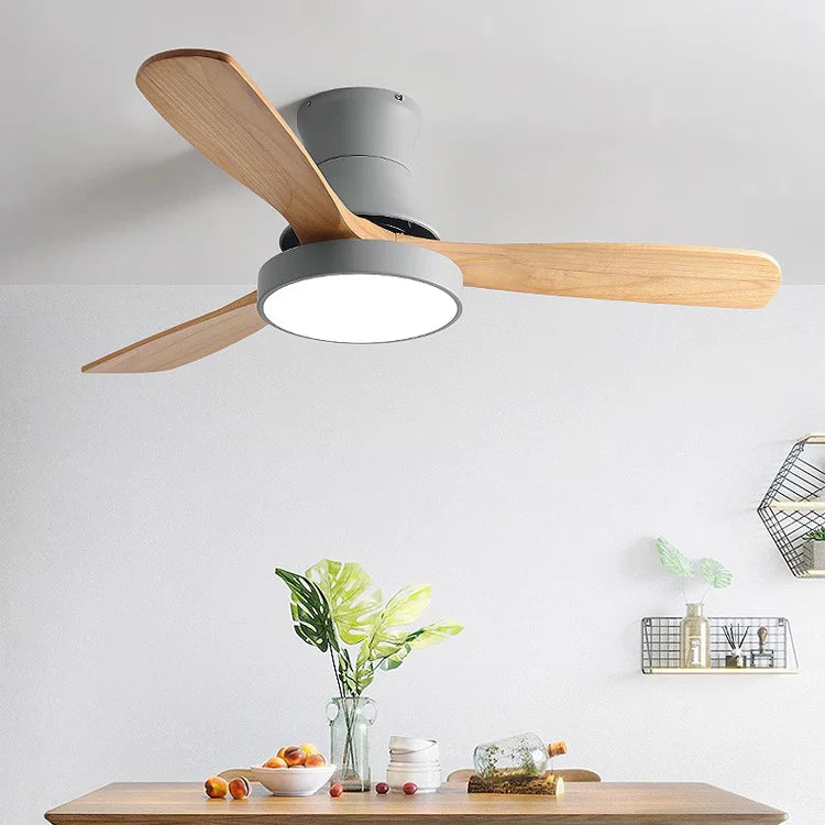 Lámpara de ventilador de techo de aspas de madera Hugger