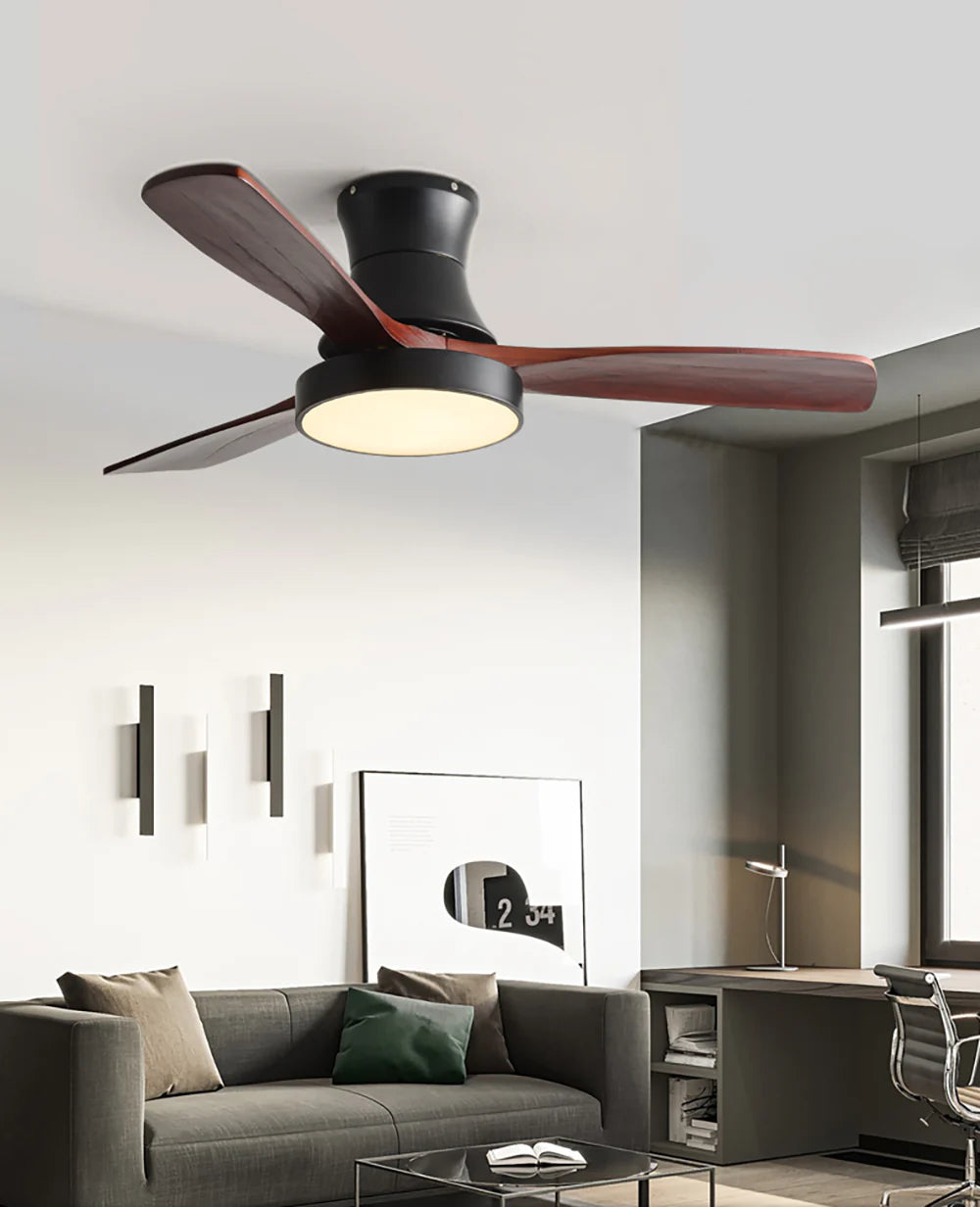 Lámpara de ventilador de techo de aspas de madera Hugger