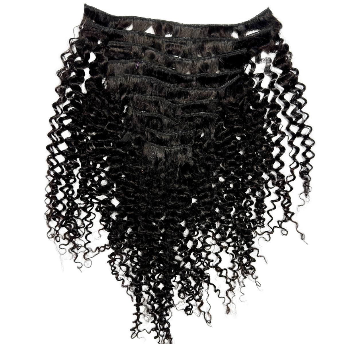Extensiones de cabello 100% humano rizado Kinky con clip