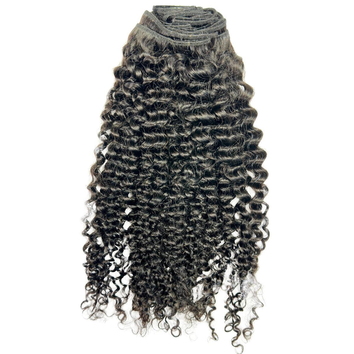 Extensiones de cabello 100% humano rizado Kinky con clip