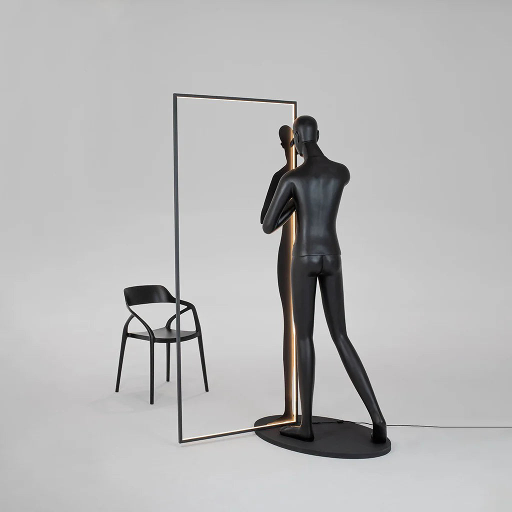 Lámpara de pie Escultura de espejo humano