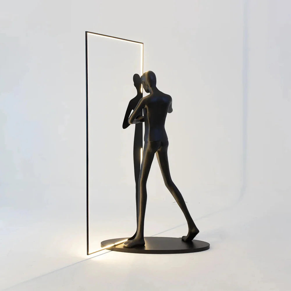 Lámpara de pie Escultura de espejo humano