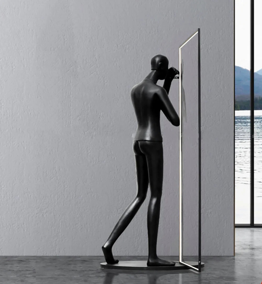 Lámpara de pie Escultura de espejo humano