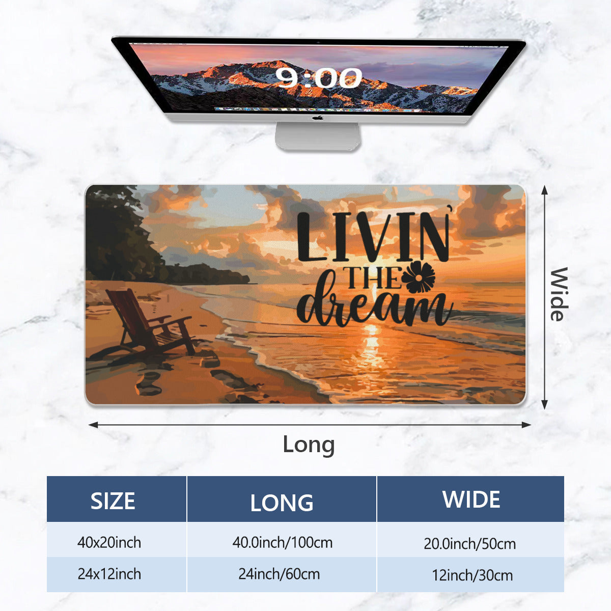 Livin' the Dream Beach Sunset Large Mousepad Desk Mat -available in 2 sizes