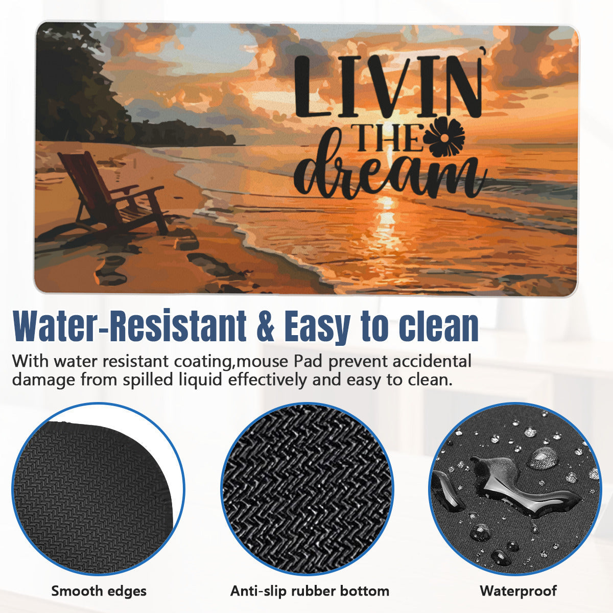 Livin' the Dream Beach Sunset Large Mousepad Desk Mat -available in 2 sizes