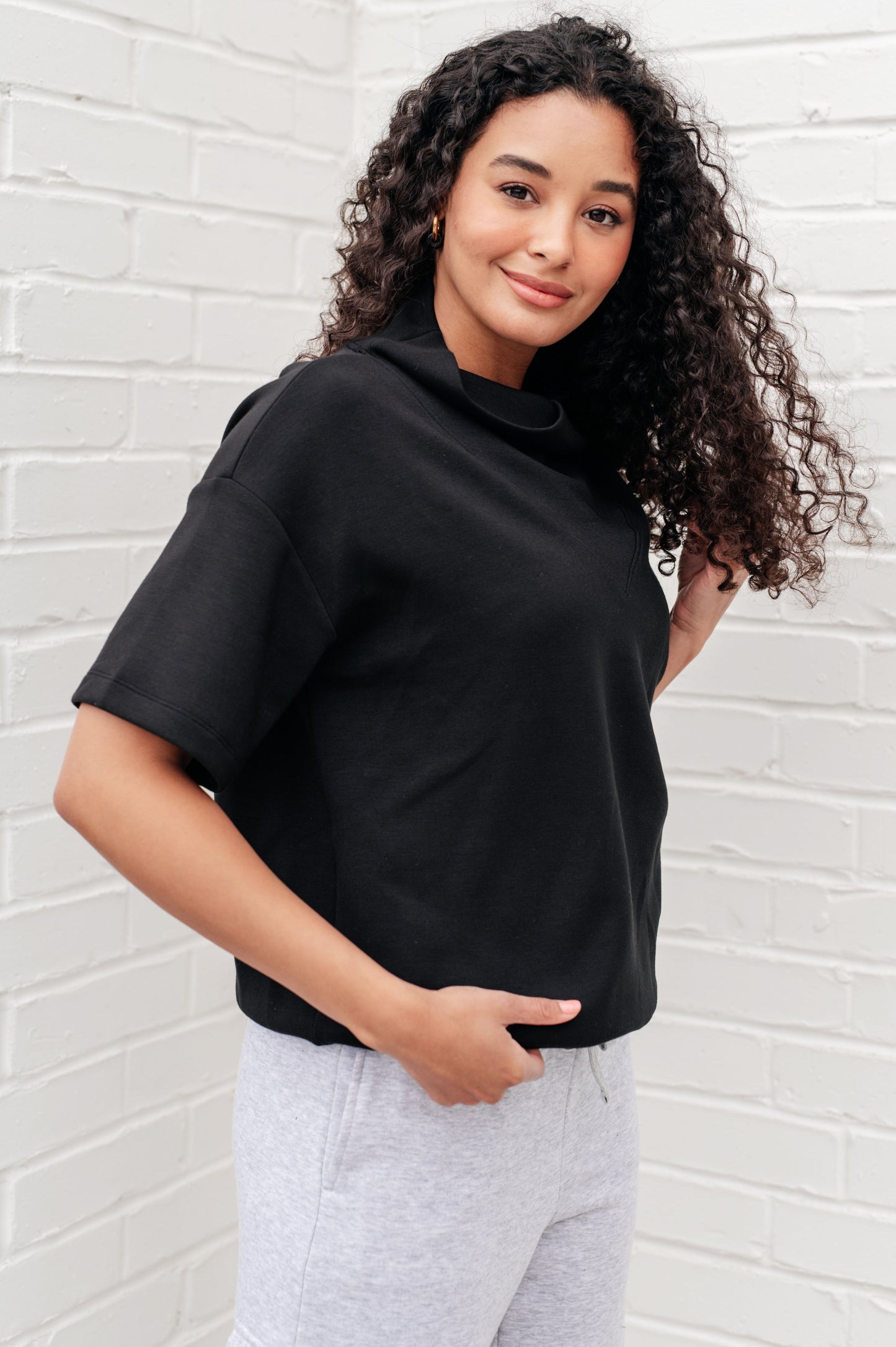 Top de cuello alto I Just Felt Like It en negro