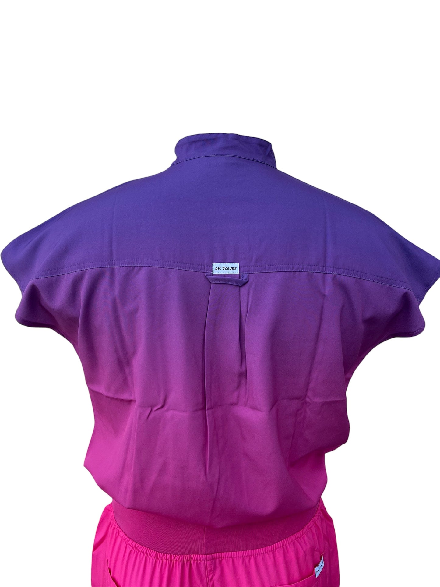 Top de uniforme médico DK Gradient con cremallera (Morado/Rosa)