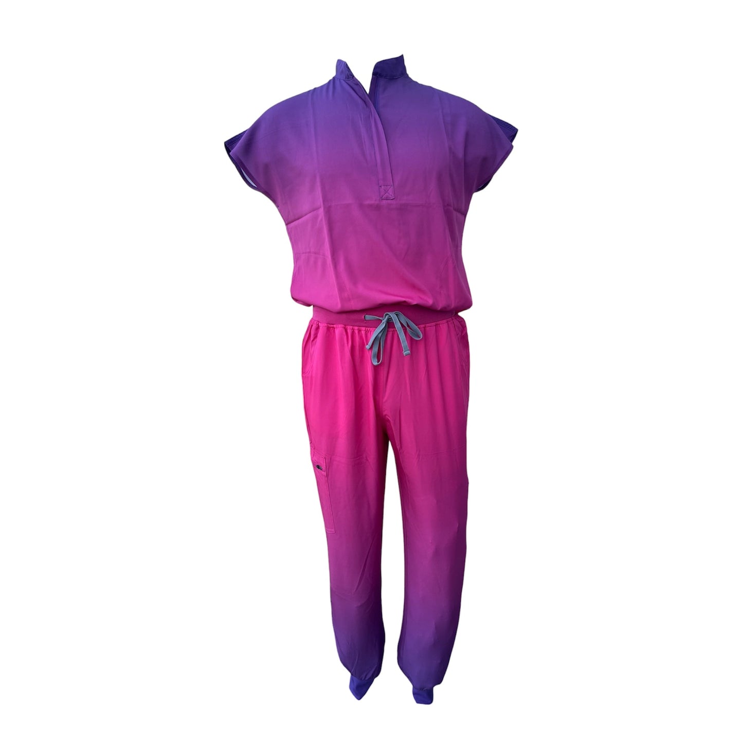 Top de uniforme médico DK Gradient con cremallera (Morado/Rosa)