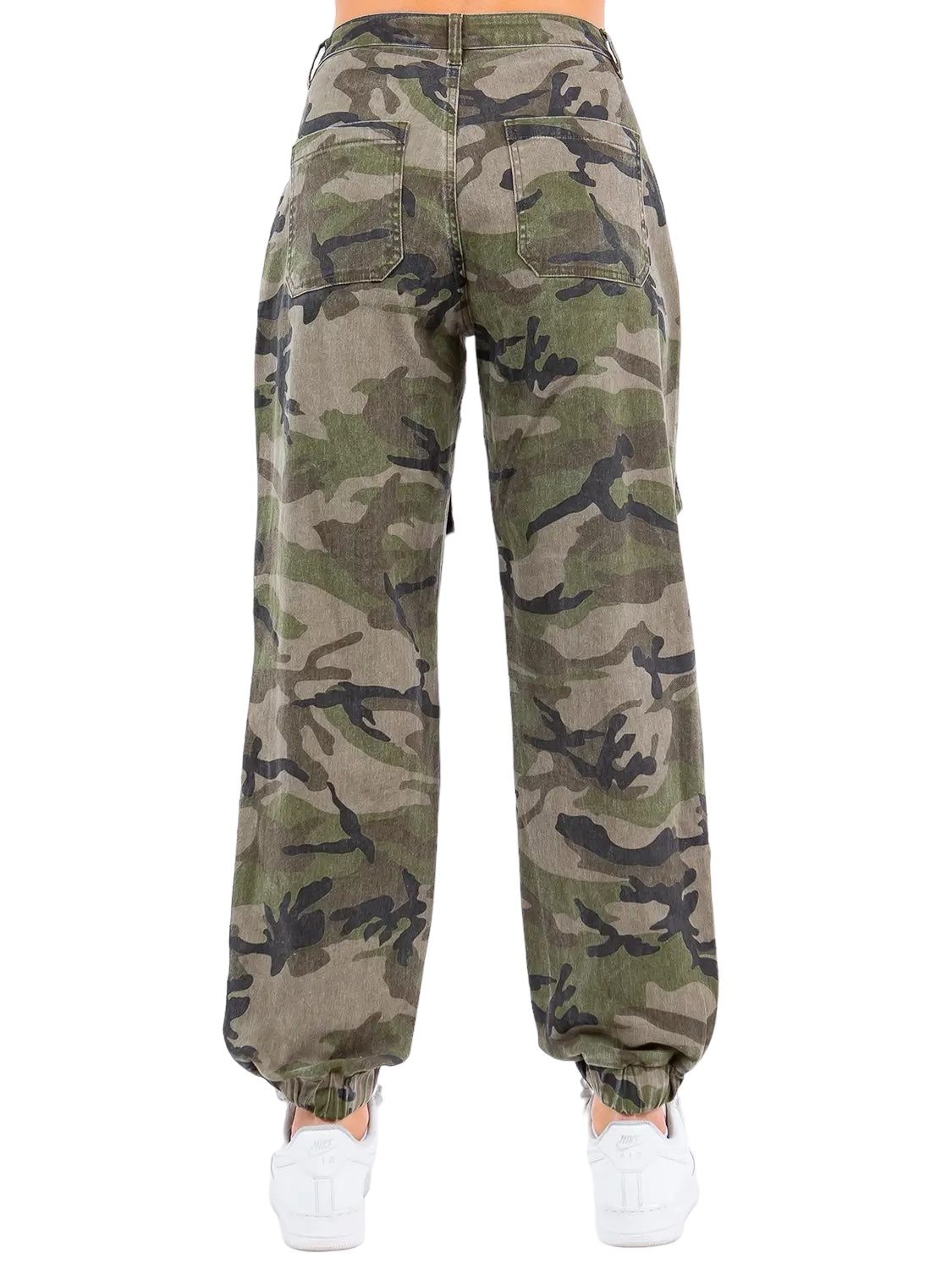 Pantalón Jogger Cargo Camuflado de Cintura Alta- RJJ8482CM