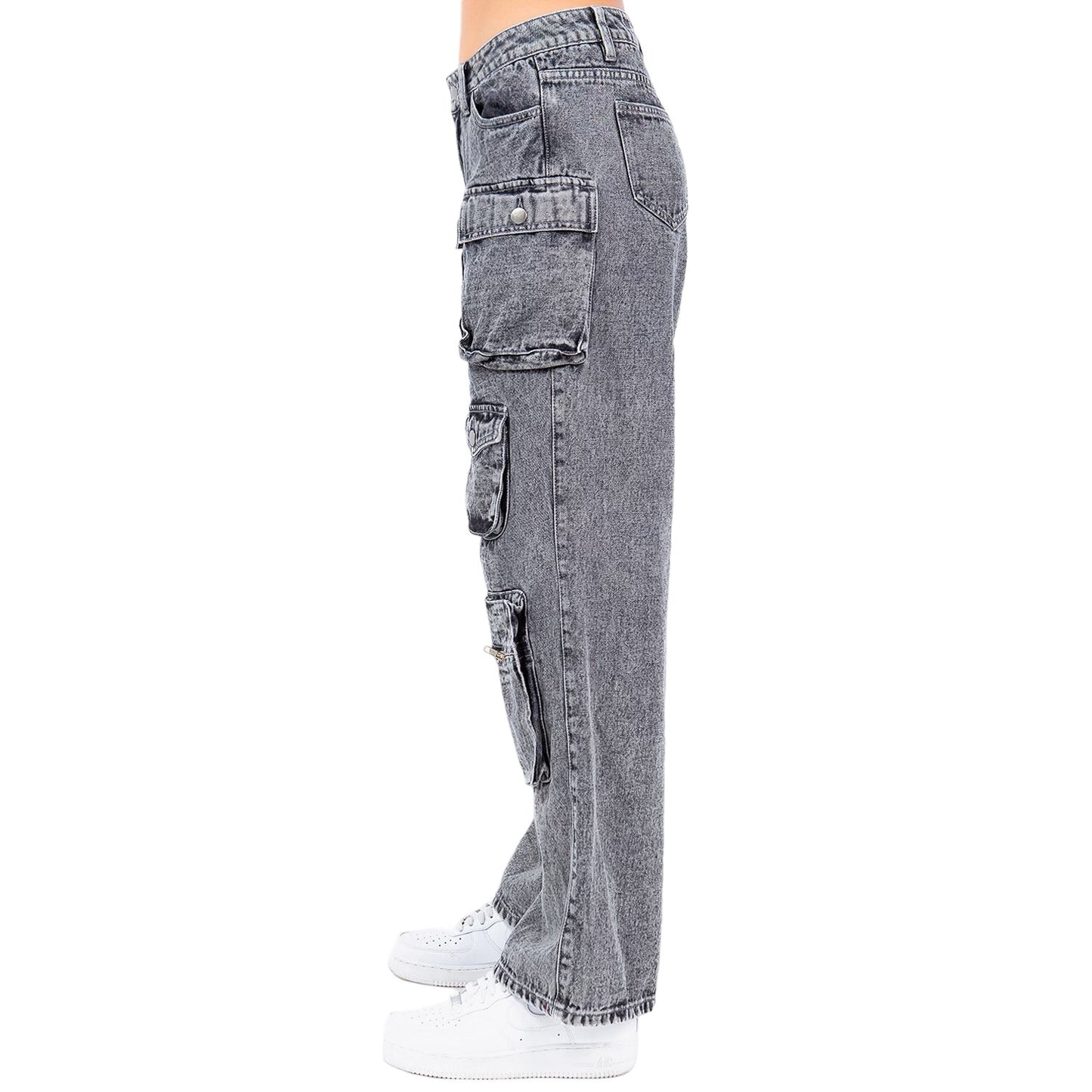 Pantalones Anchos Vaqueros con Bolsillos y Acabado Ácido - RJH30564