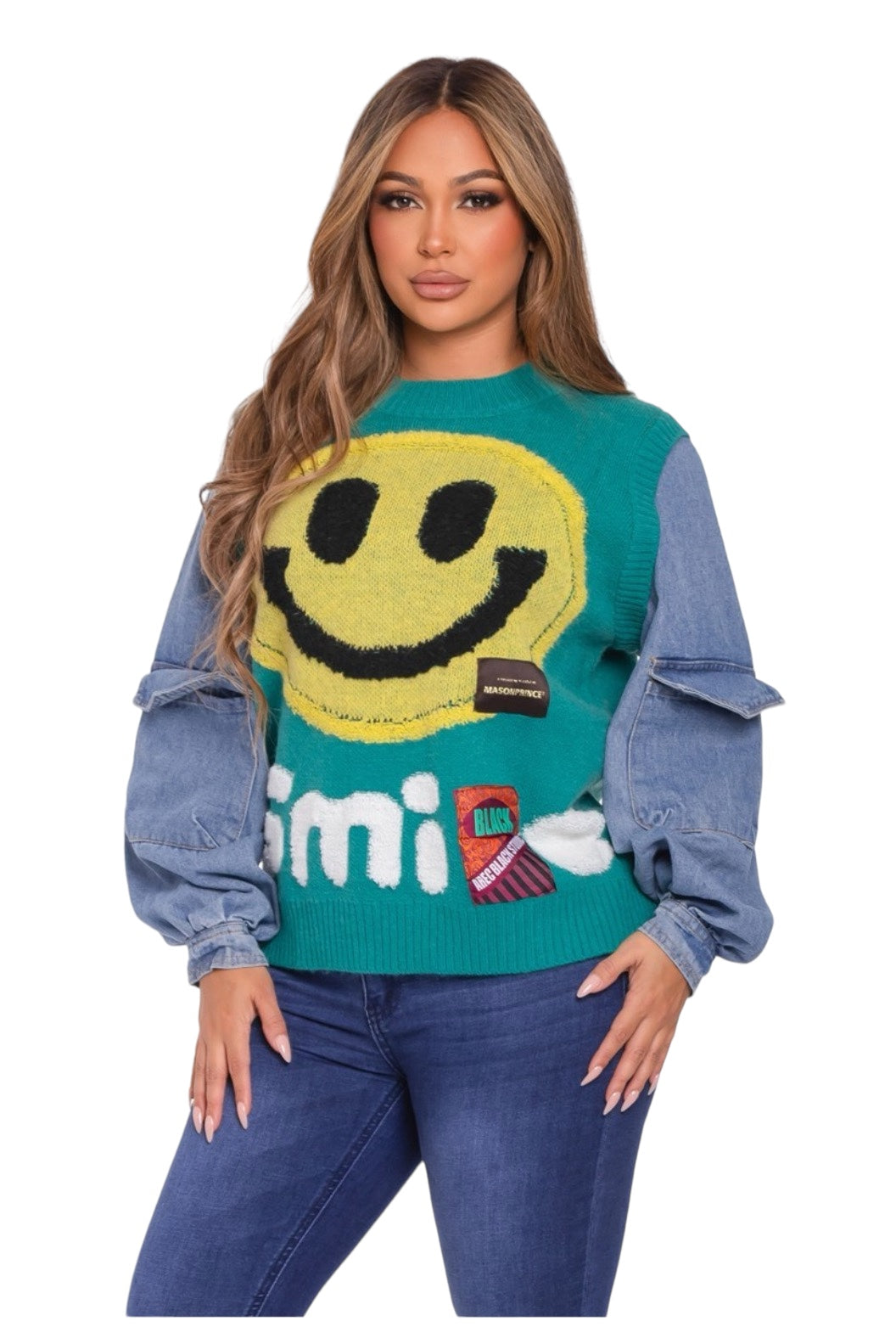 Denim Sweater Top