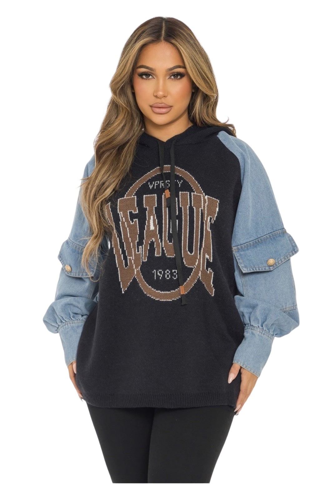 Sudadera con capucha de mezclilla