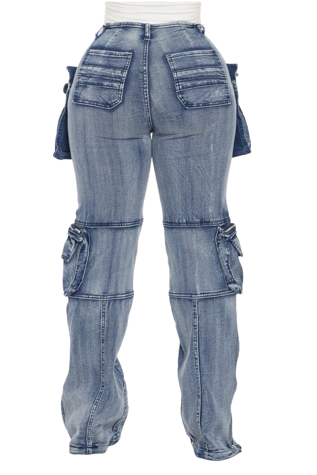 Pantalones cargo de mezclilla con lavado ácido