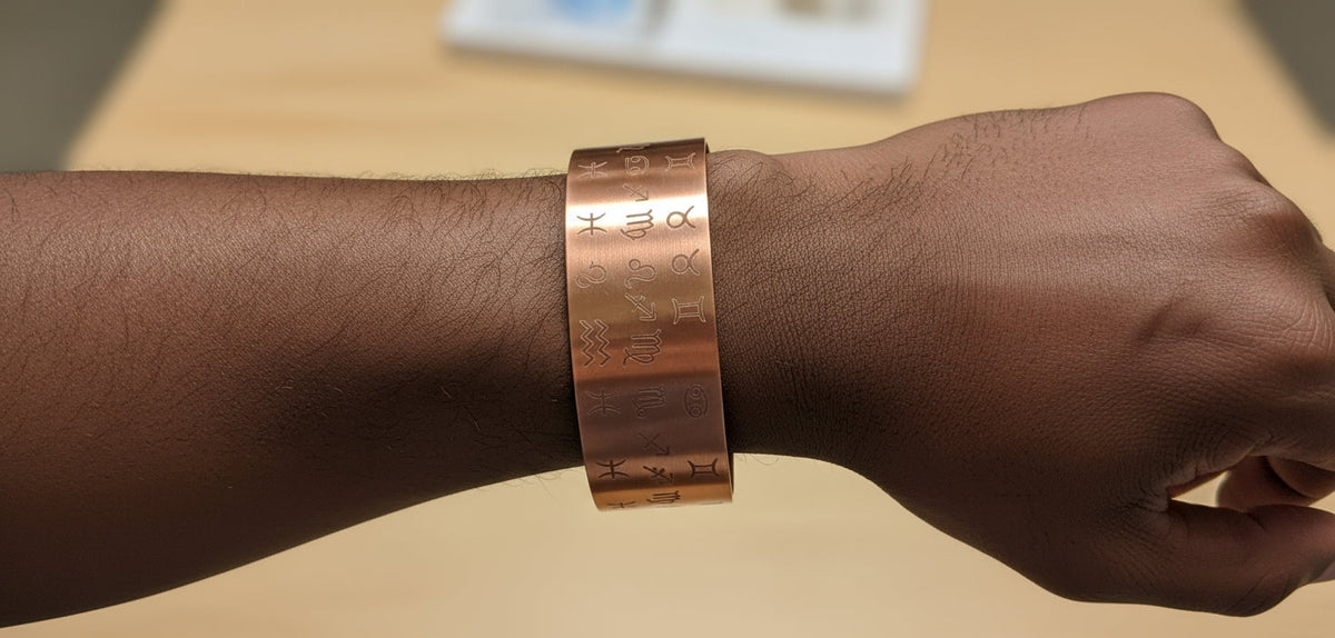 Pure Copper Custom Tattooed Medium Cuff