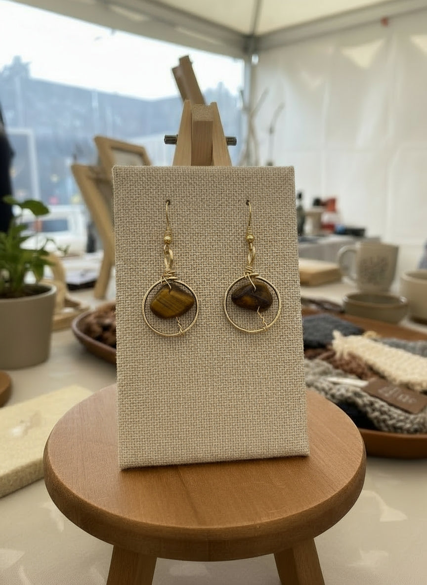 Wire wrapped gold non tarnishing small Crystal Earrings