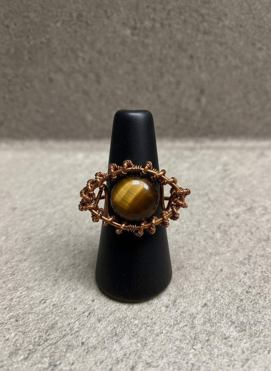 Custom copper wire wrapped eye ring design # 1