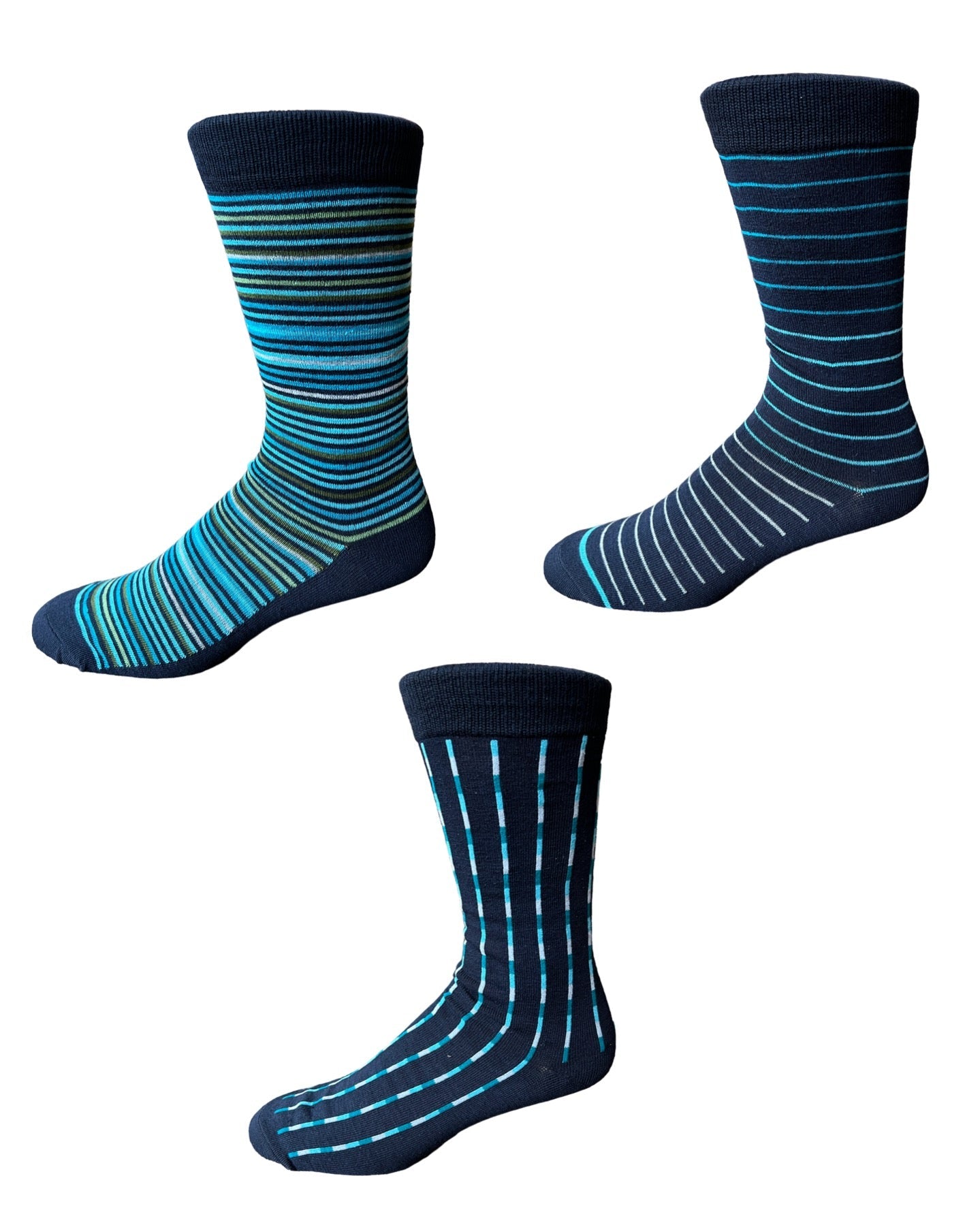 Calcetines de moda surtidos de rayas en azul marino, paquete de 3 pares