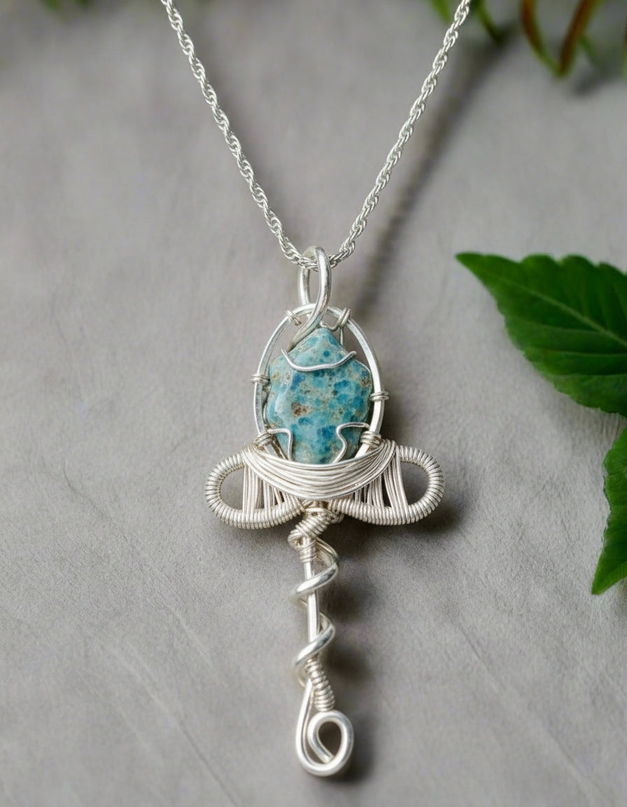 Raw Wire Wrapped Silver Plated Ankh Necklace