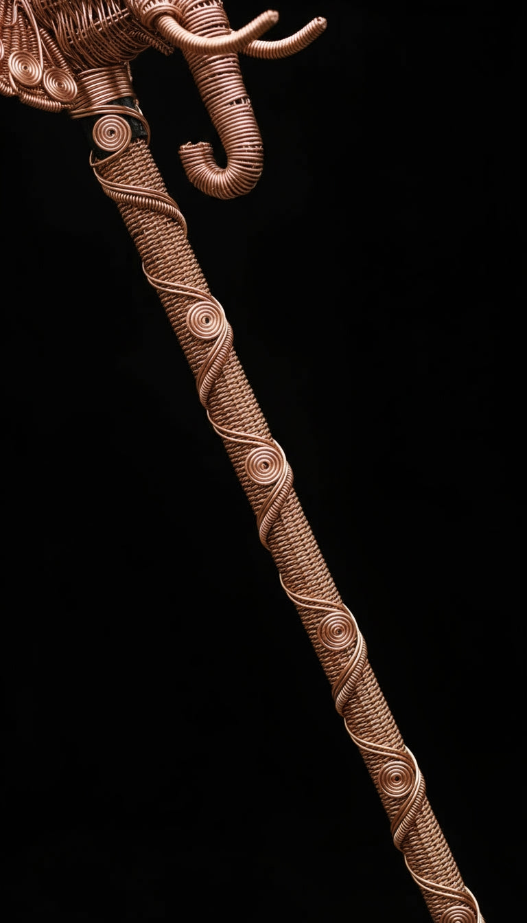 Custom Copper Wire Wrapped Elephant Cane