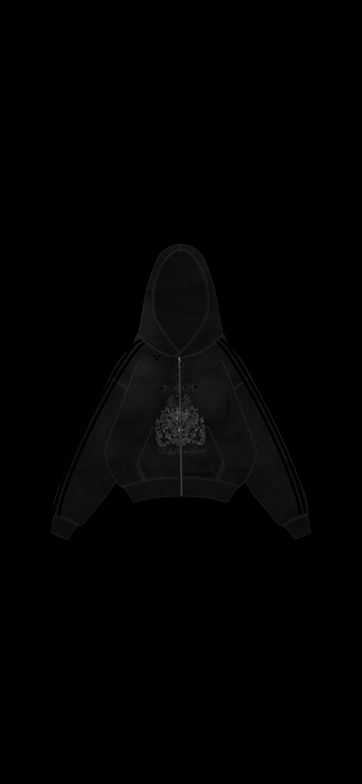 "Noir crest" zip up hoodie