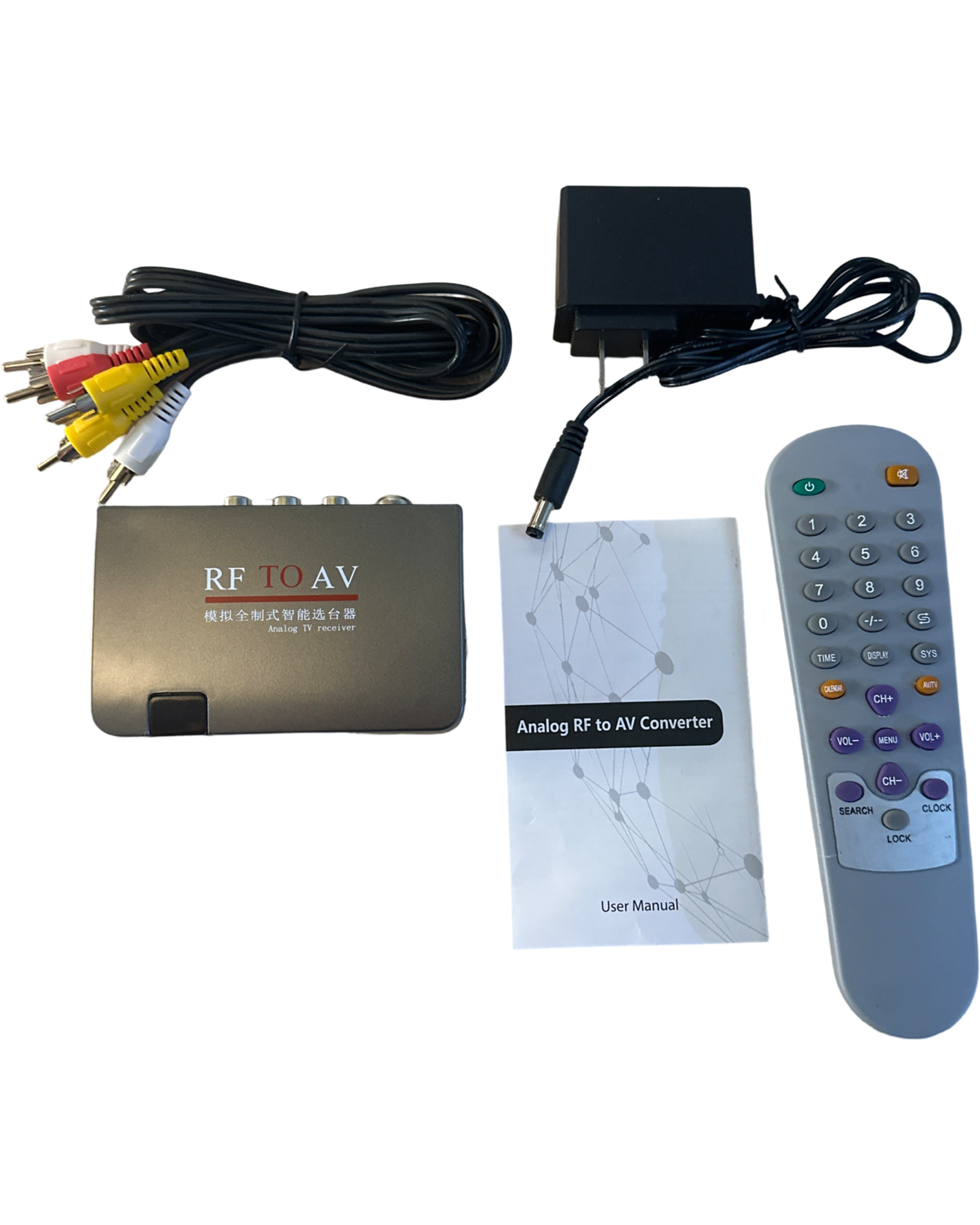 Adaptador de corriente modulador convertidor de receptor de TV analógico RF a AV con cable AV