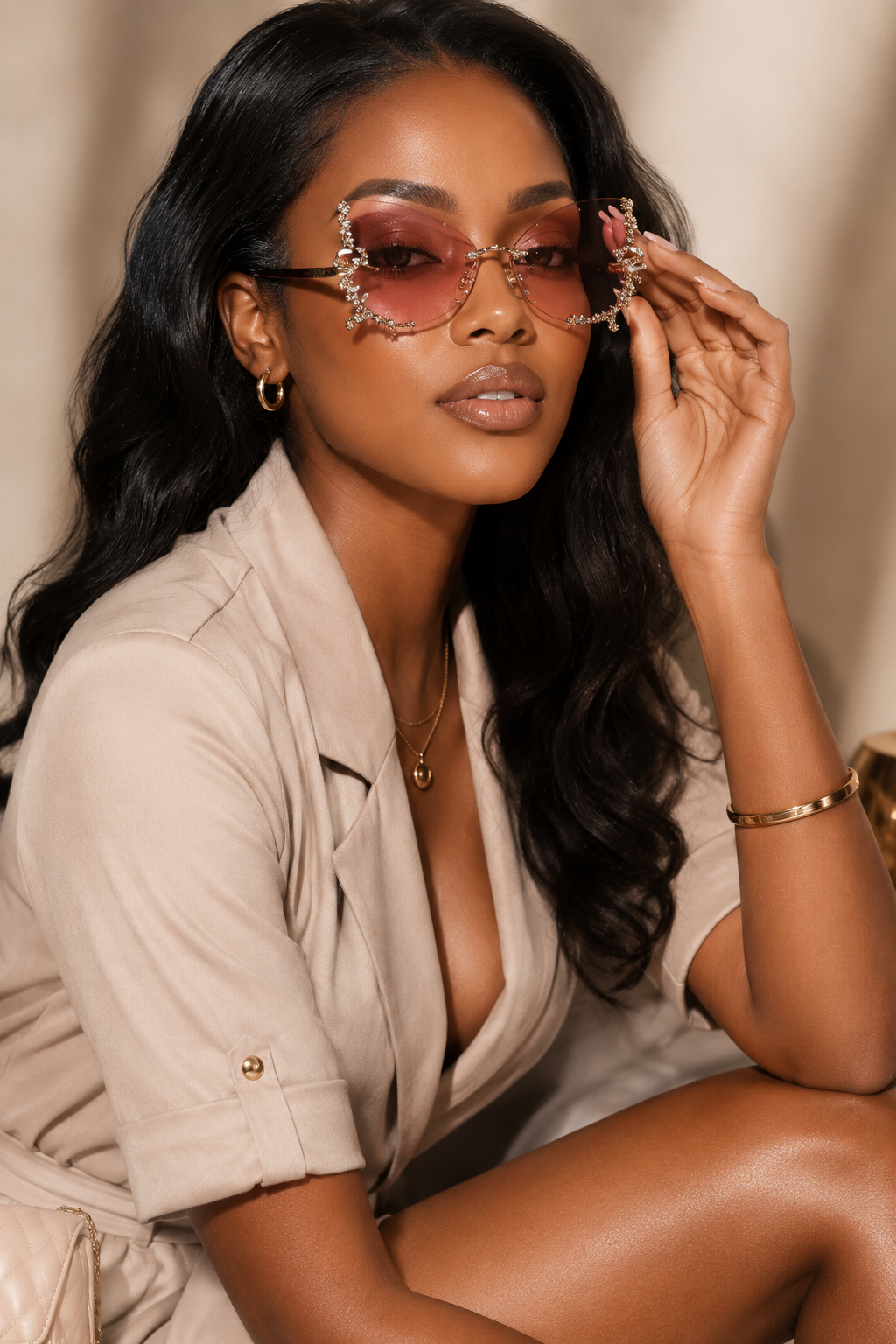 Rimless Butterfly Sunglasses