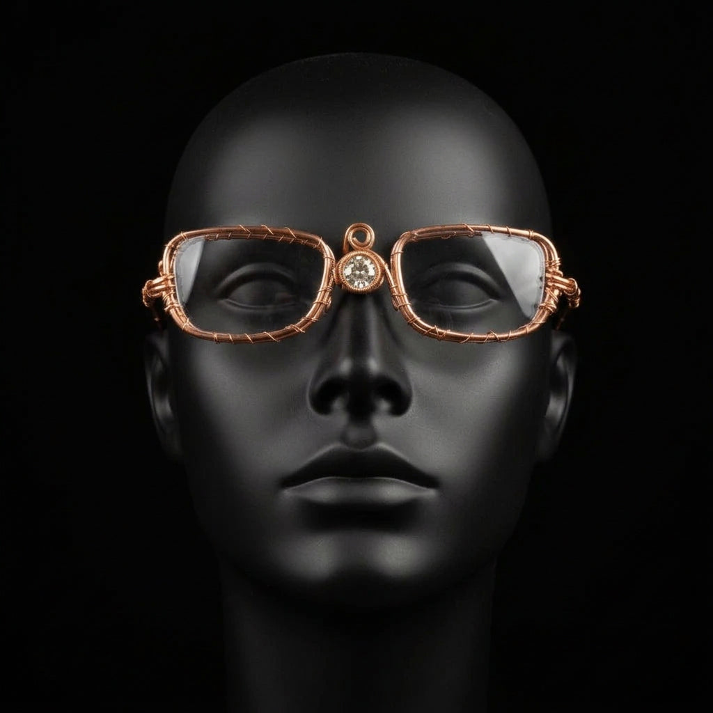 Custom Pure Copper iamevibez Wire wrapped 5ct Moissanite Glasses BLUE LIGHT BLOCKING