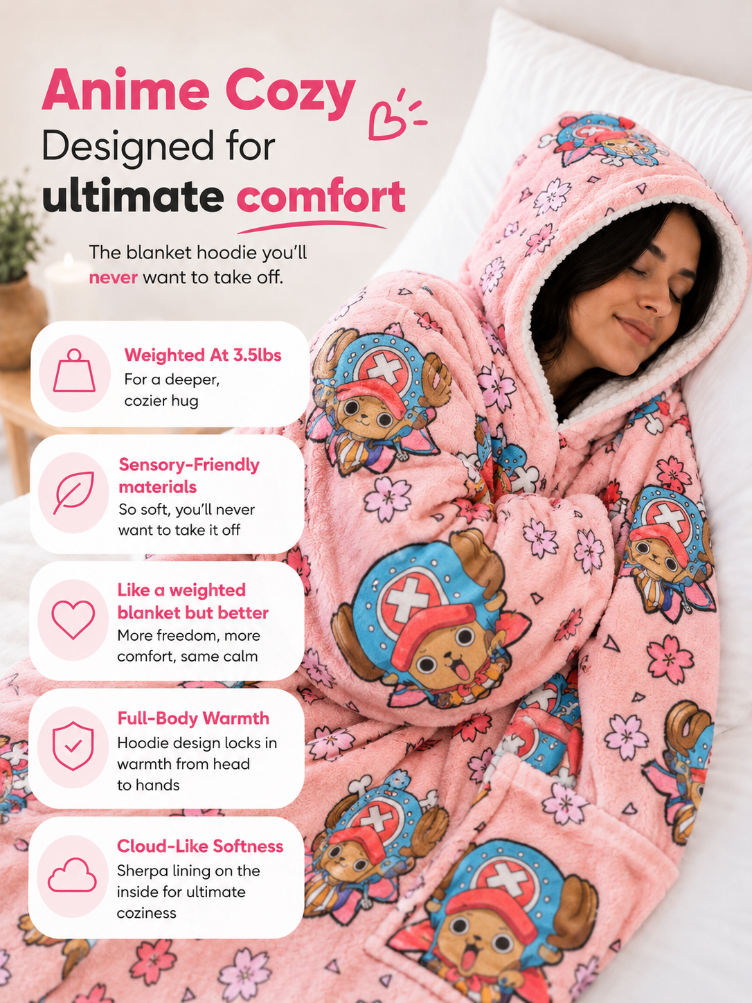 Sudadera con capucha y manta de Tony Chopper de One Piece para niños y adultos | OLM Toys