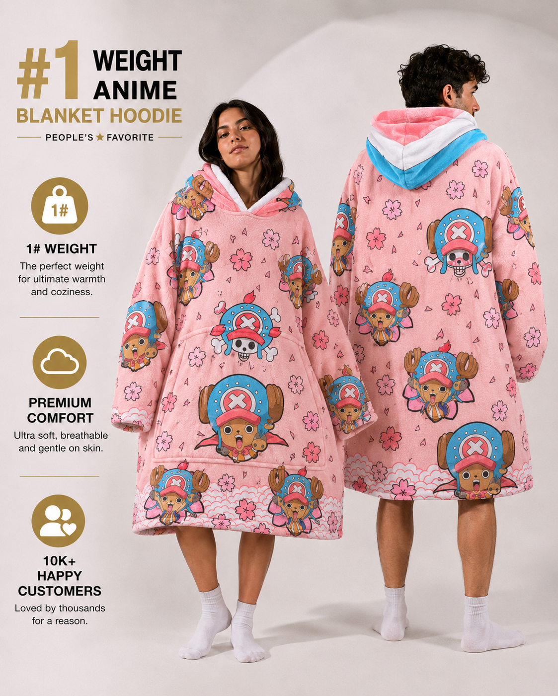 Sudadera con capucha y manta de Tony Chopper de One Piece para niños y adultos | OLM Toys