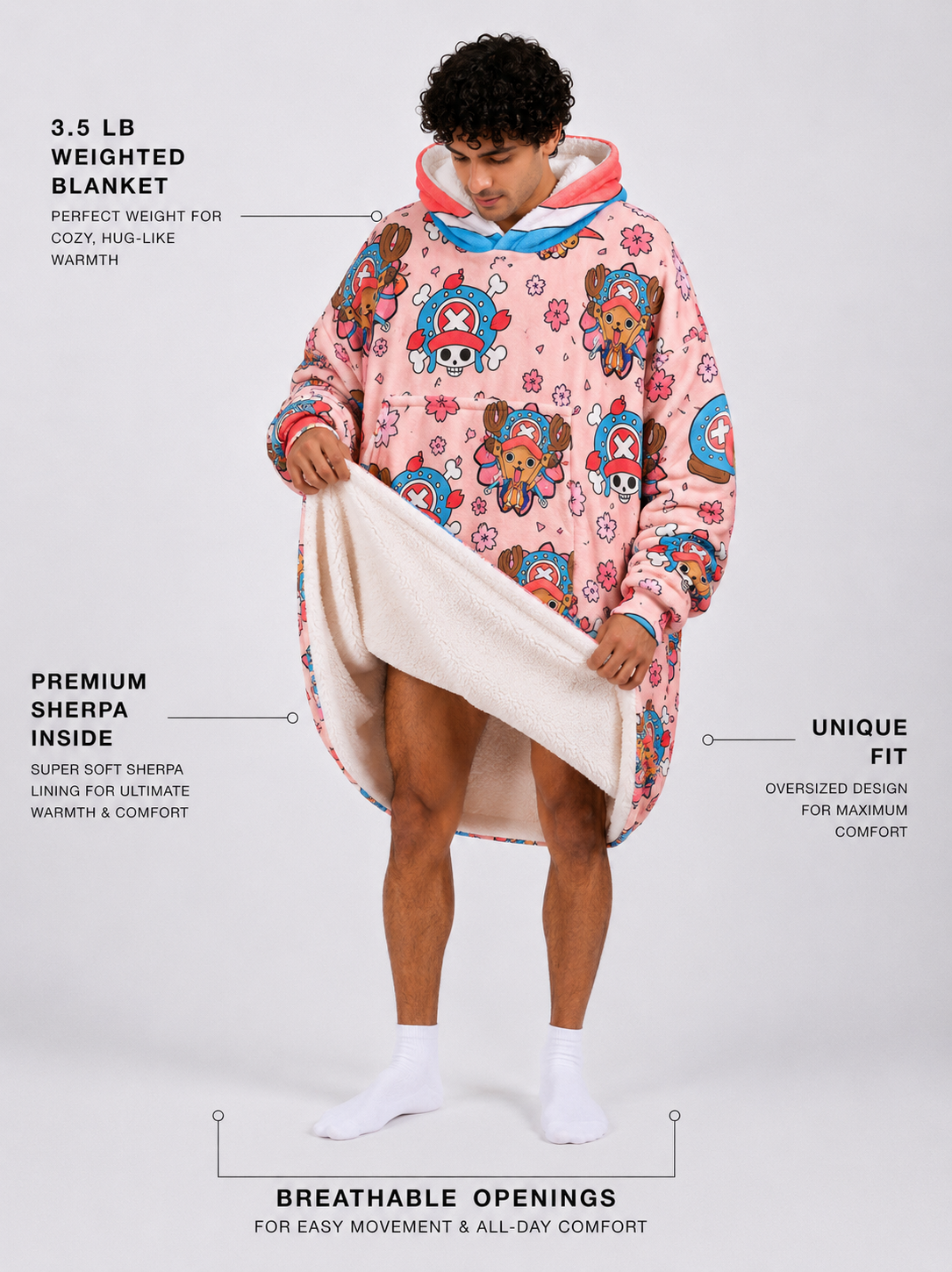 Sudadera con capucha y manta de Tony Chopper de One Piece para niños y adultos | OLM Toys