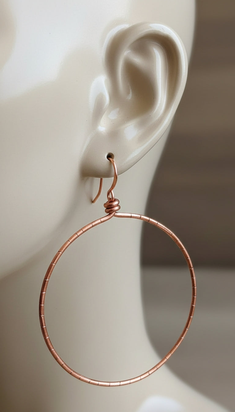 Custom pure Copper Medium Hoop Earrings