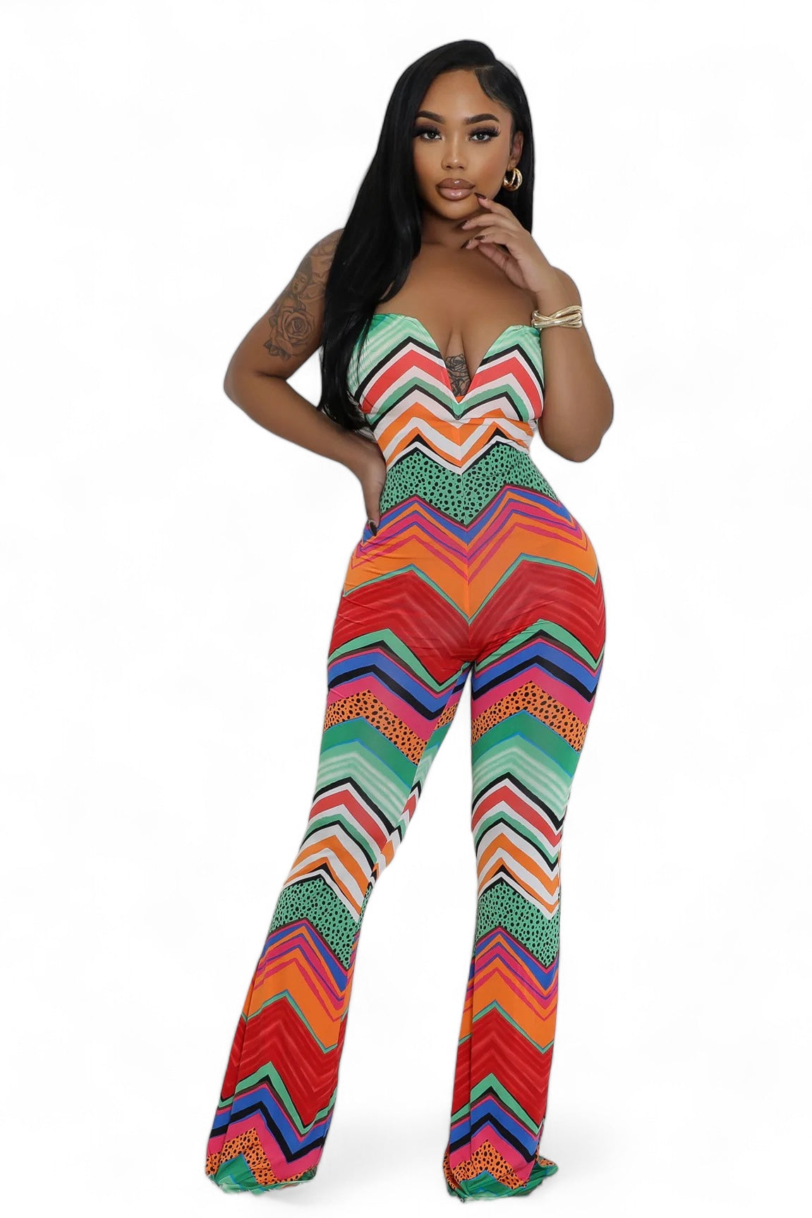 Mono Multicolor con Escote Corazón