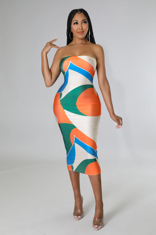 Vestido sin tirantes Kaisyn con cintura elástica