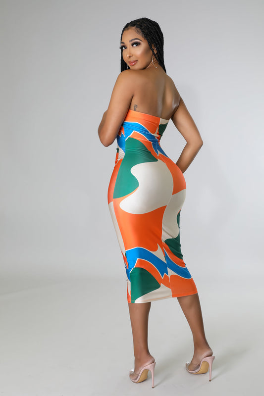 Vestido sin tirantes Kaisyn con cintura elástica