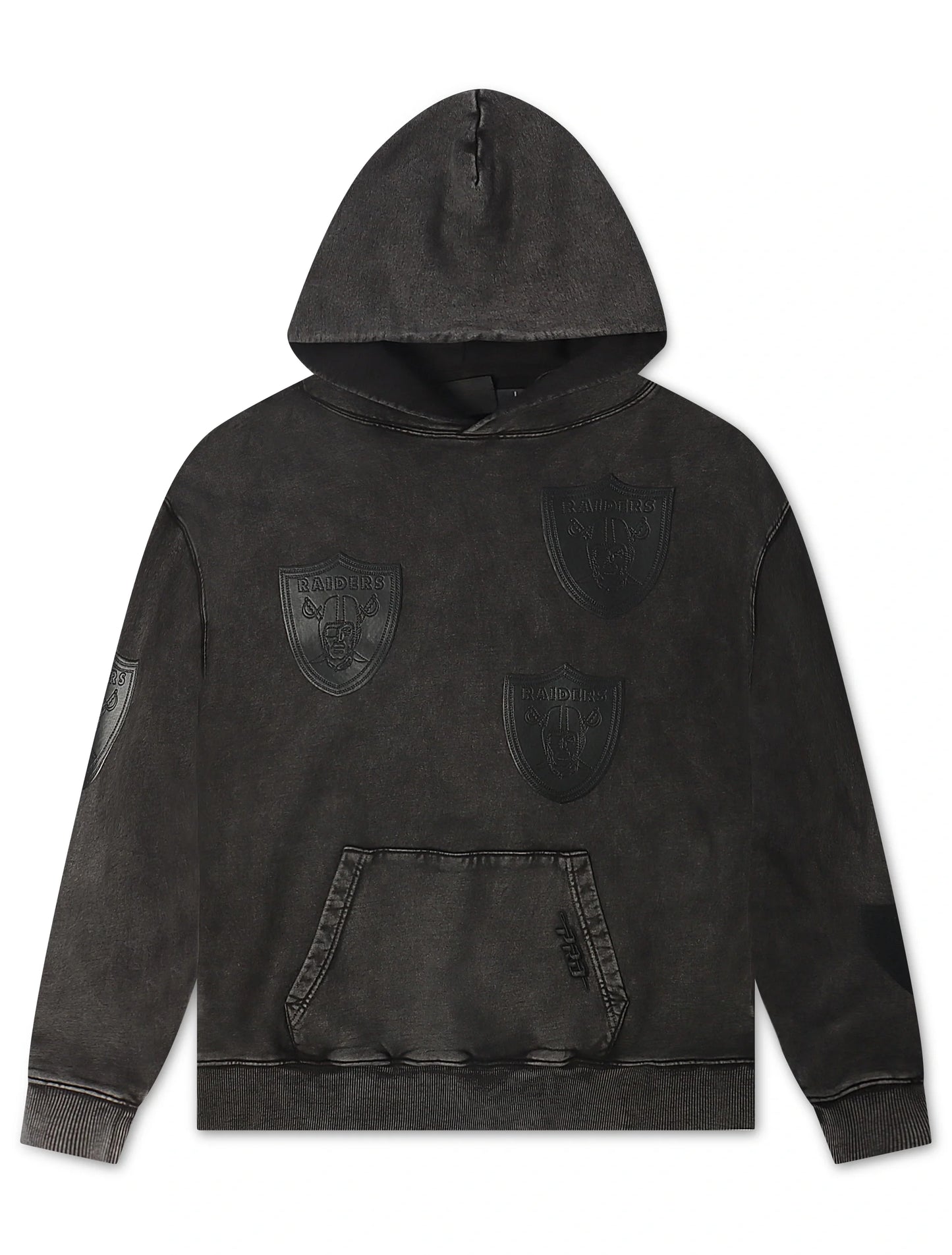 Sudadera con Capucha Pro Standard Raiders con Logotipo Estampado Completo - Negro Lavado