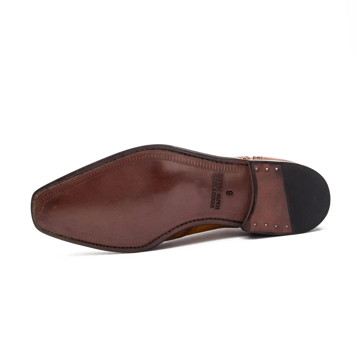 Tan Wingtip Cow Leather Oxford Shoes
