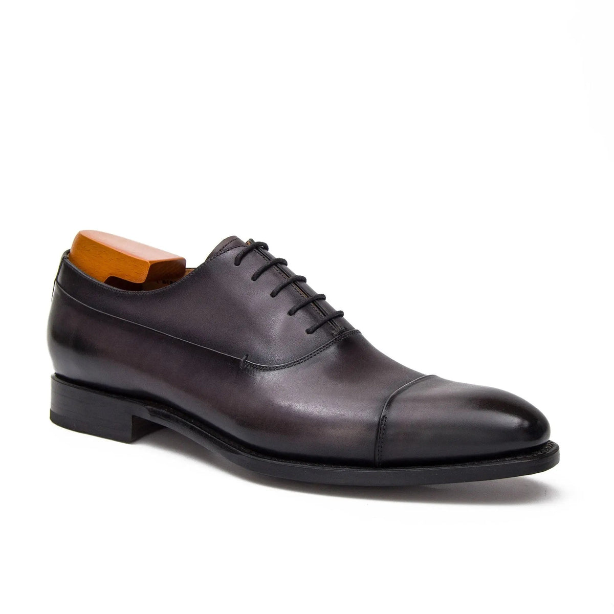 Brown Cap-Toe Calf Leather Oxford Shoes