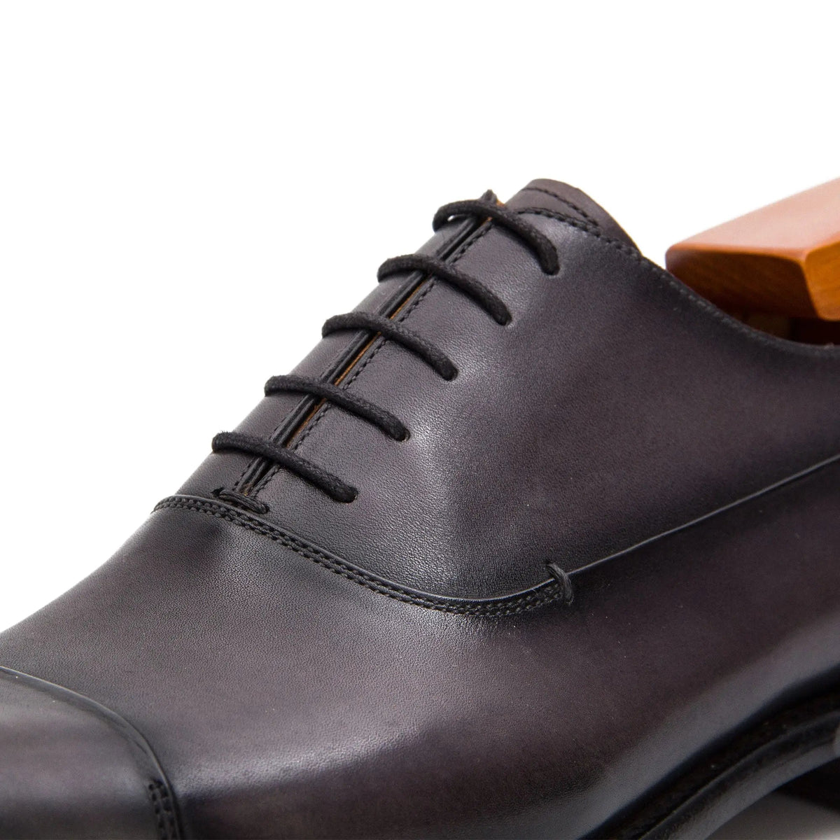 Brown Cap-Toe Calf Leather Oxford Shoes